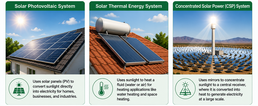 types of solar energy systems