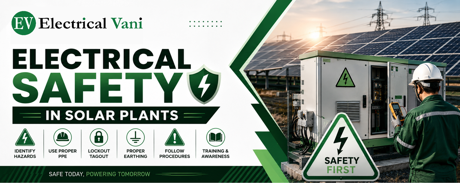 Electrical safety in solar plants showing PV DC and AC electrical protection